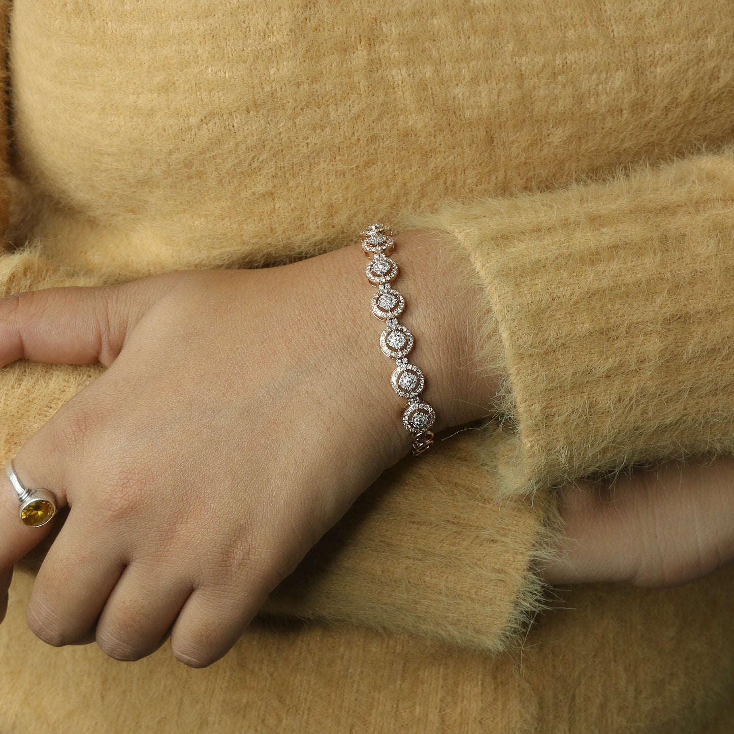 Diamond Oval Link Statement Bracelet