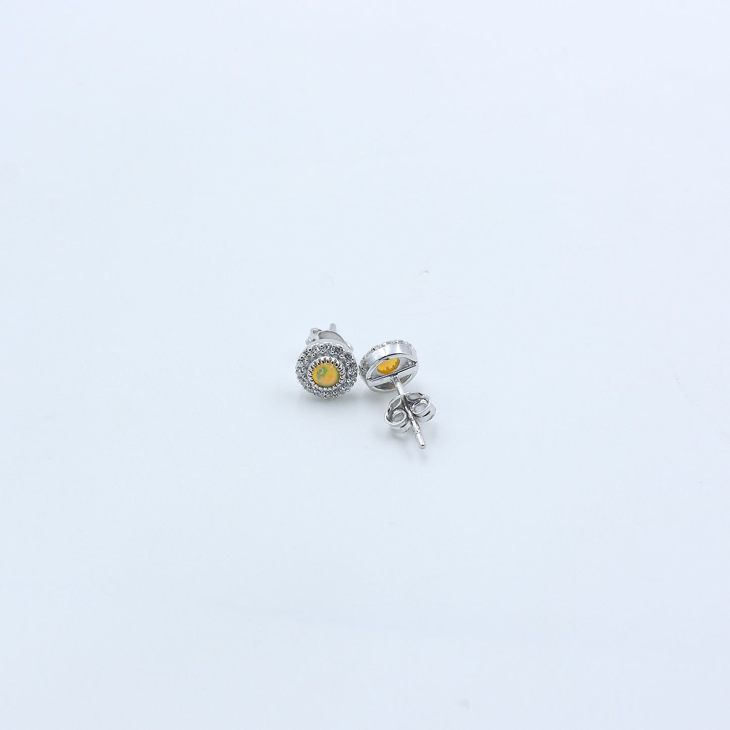Diamond Opal Halo Stud Earrings for Women – Elegant Gold Designer Earrings - Anirudh Jewels