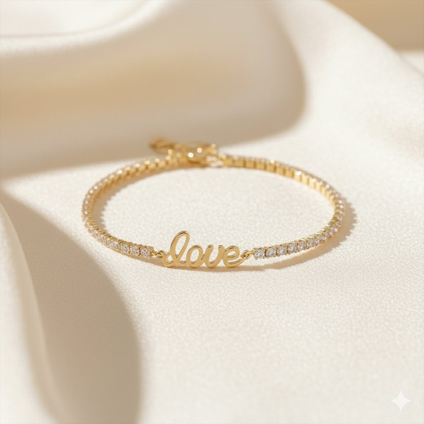 Diamond Love Script Tennis Bracelet