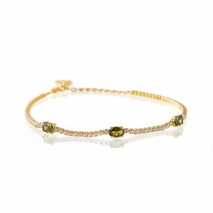 Garnet & CVD Diamond Accent Bracelet