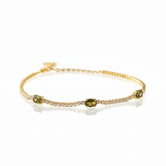 Garnet & CVD Diamond Accent Bracelet