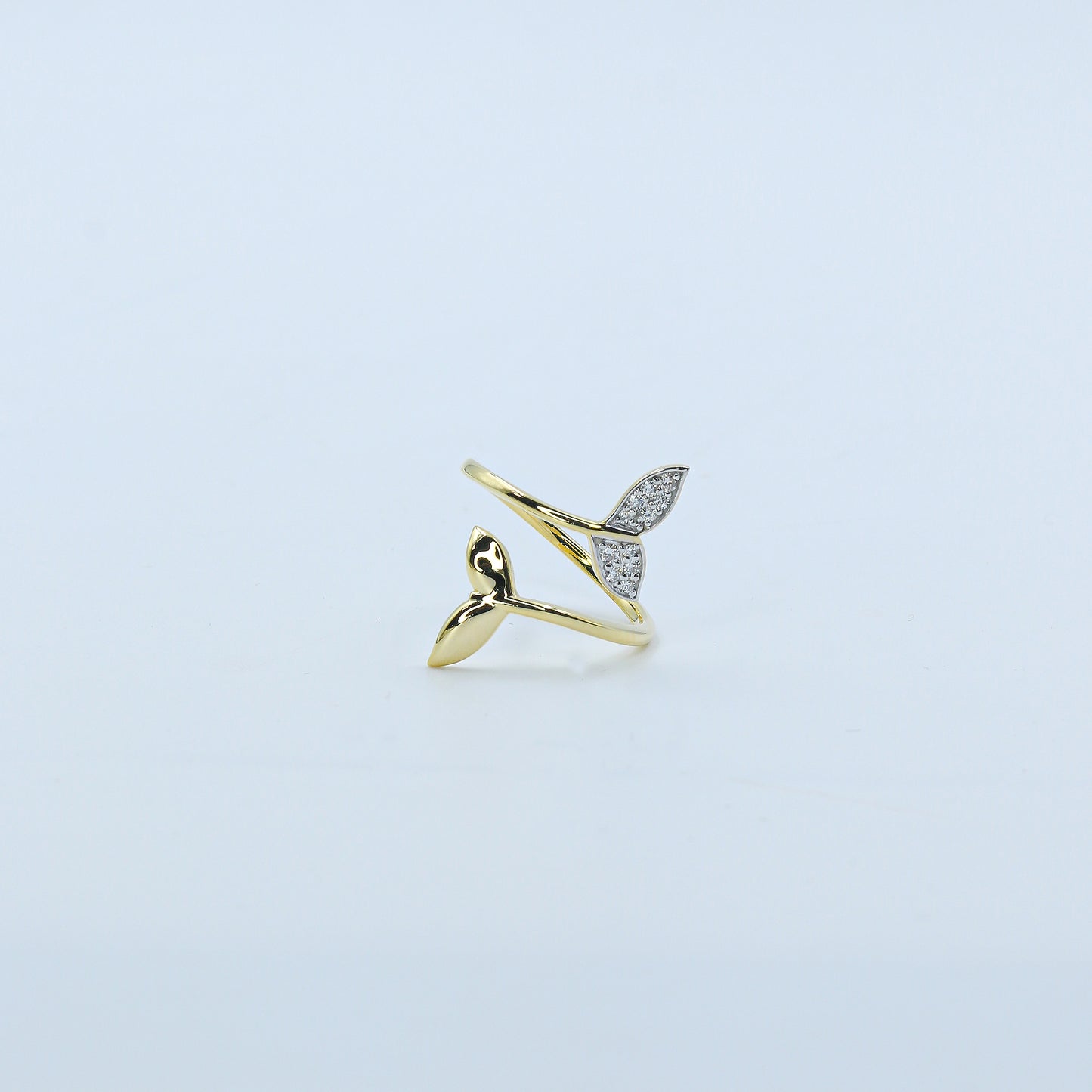Yellow Gold Mermaid Tail Diamond Bypass Ring