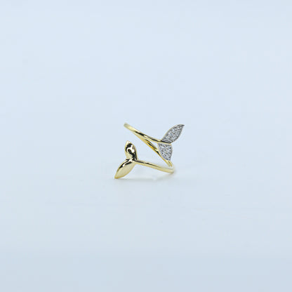 Yellow Gold Mermaid Tail Diamond Bypass Ring