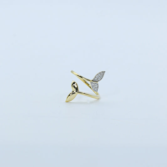 Yellow Gold Mermaid Tail Diamond Bypass Ring