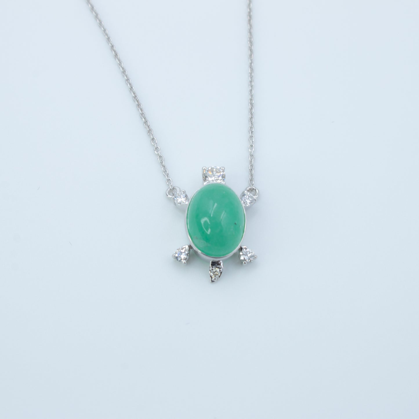 Elegant Emerald Pendant Necklace – 16+2" | 0.32 CT Diamond Accents | 3.03 CT Natural Emerald