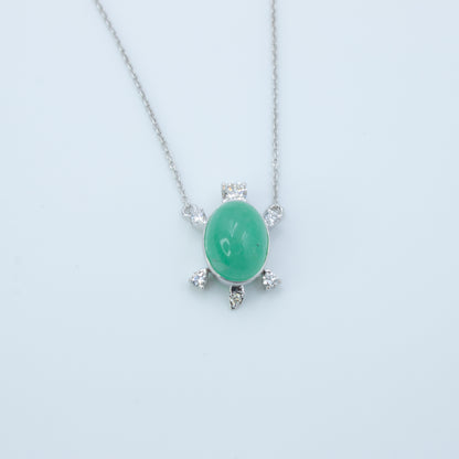 Elegant Emerald Pendant Necklace – 16+2" | 0.32 CT Diamond Accents | 3.03 CT Natural Emerald