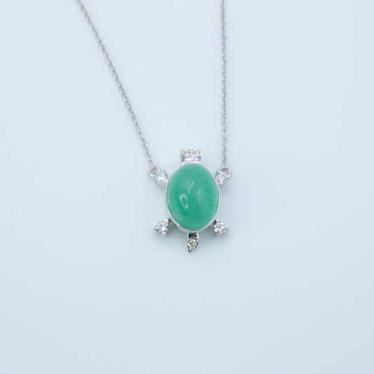 Elegant Emerald Pendant Necklace – 16+2" | 0.32 CT Diamond Accents | 3.03 CT Natural Emerald