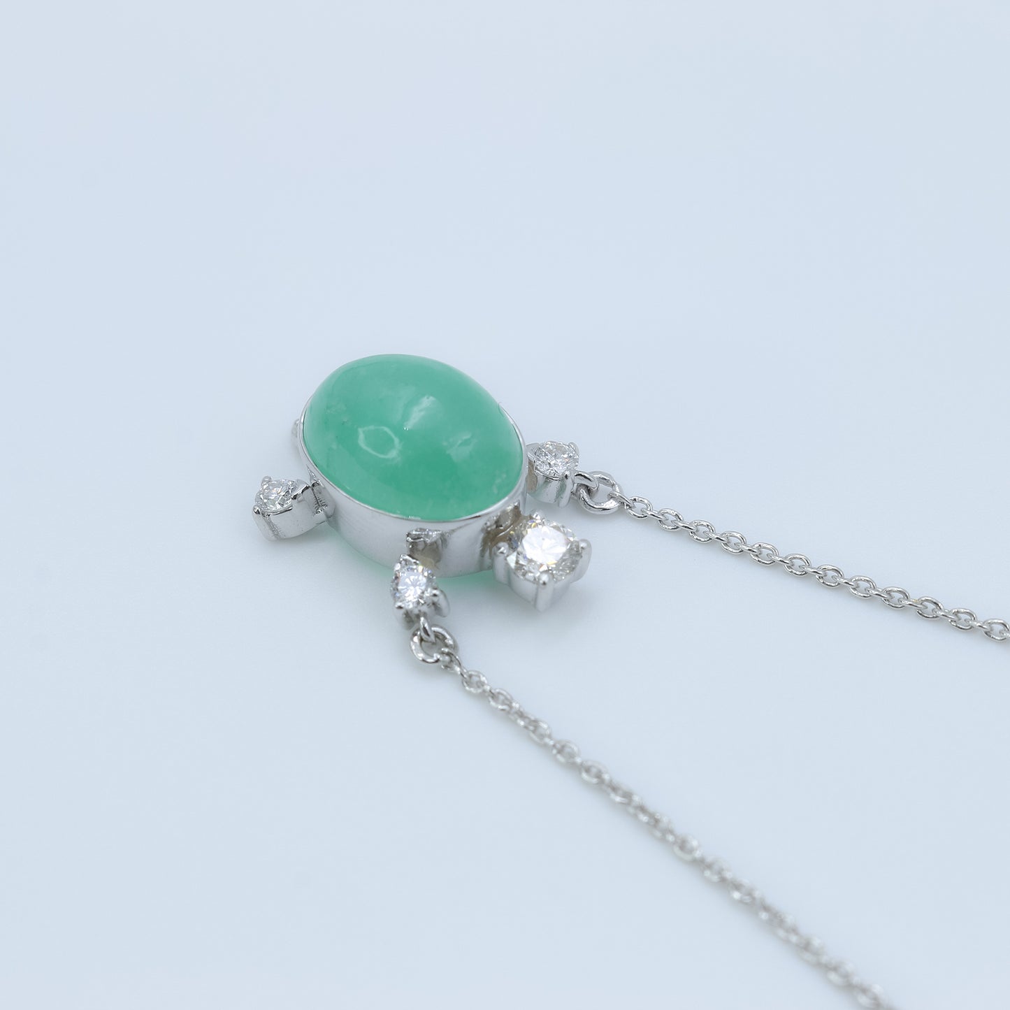 Elegant Emerald Pendant Necklace – 16+2" | 0.32 CT Diamond Accents | 3.03 CT Natural Emerald