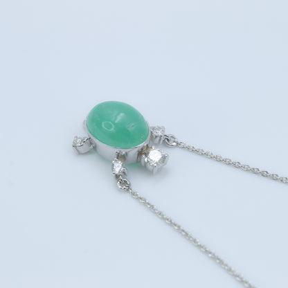 Elegant Emerald Pendant Necklace – 16+2" | 0.32 CT Diamond Accents | 3.03 CT Natural Emerald