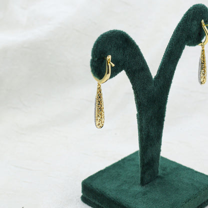 Yellow Gold Diamond Pave Tapered Drop Earrings