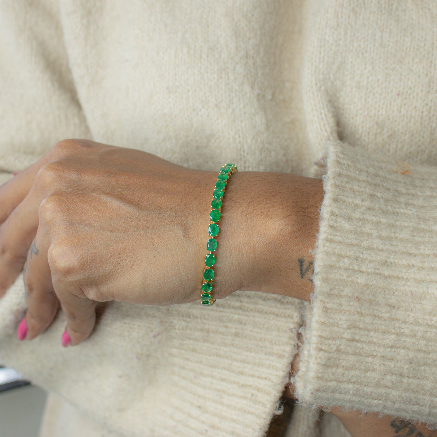 Natural Emerald Beaded/Strand Bracelet
