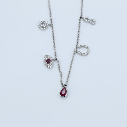 Delicate Ruby & Diamond Charm Gold Bracelet