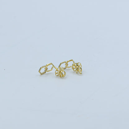 Yellow Gold Interlocking Hexagon Diamond Stud Earrings