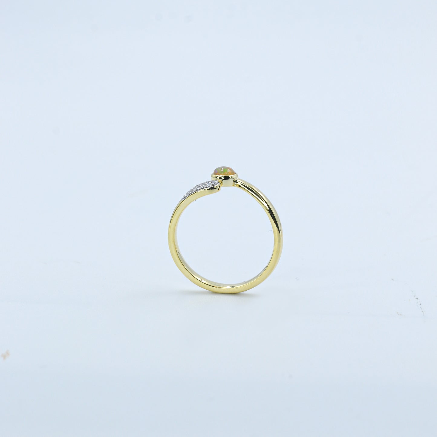 Yellow Gold Opal and Diamond Bypass Ring