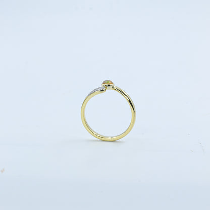 Yellow Gold Opal and Diamond Bypass Ring