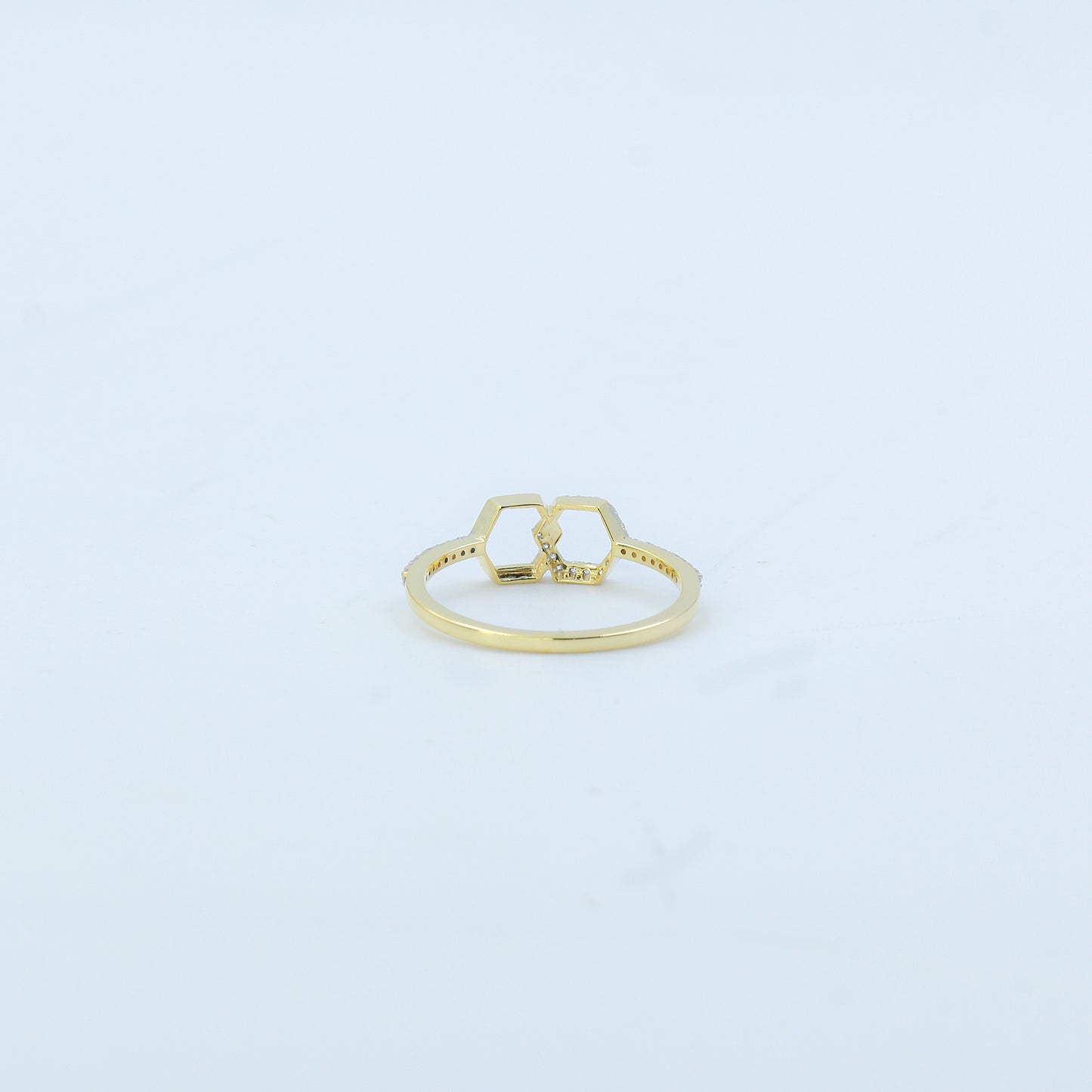 Two-Tone Hexagon Interlocking Diamond Ring