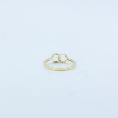 Two-Tone Hexagon Interlocking Diamond Ring