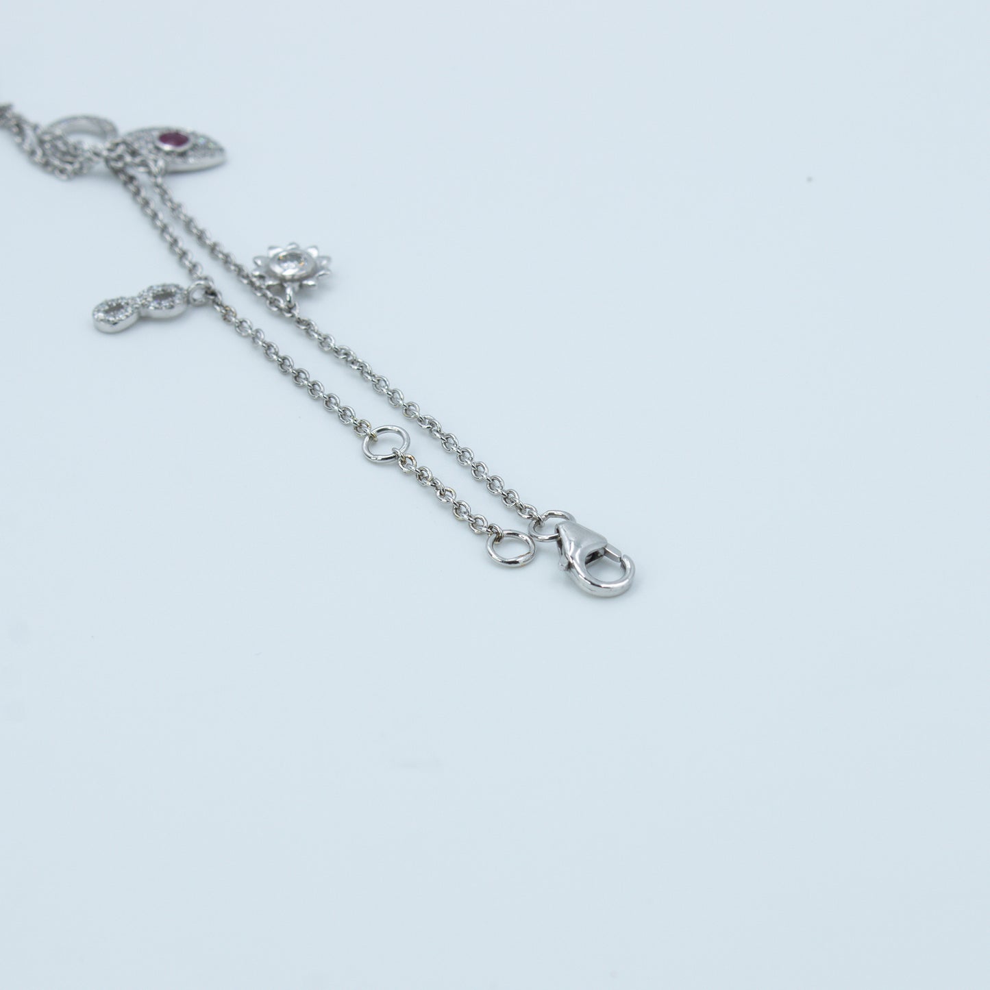 Delicate Ruby & Diamond Charm Gold Bracelet