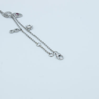 Delicate Ruby & Diamond Charm Gold Bracelet