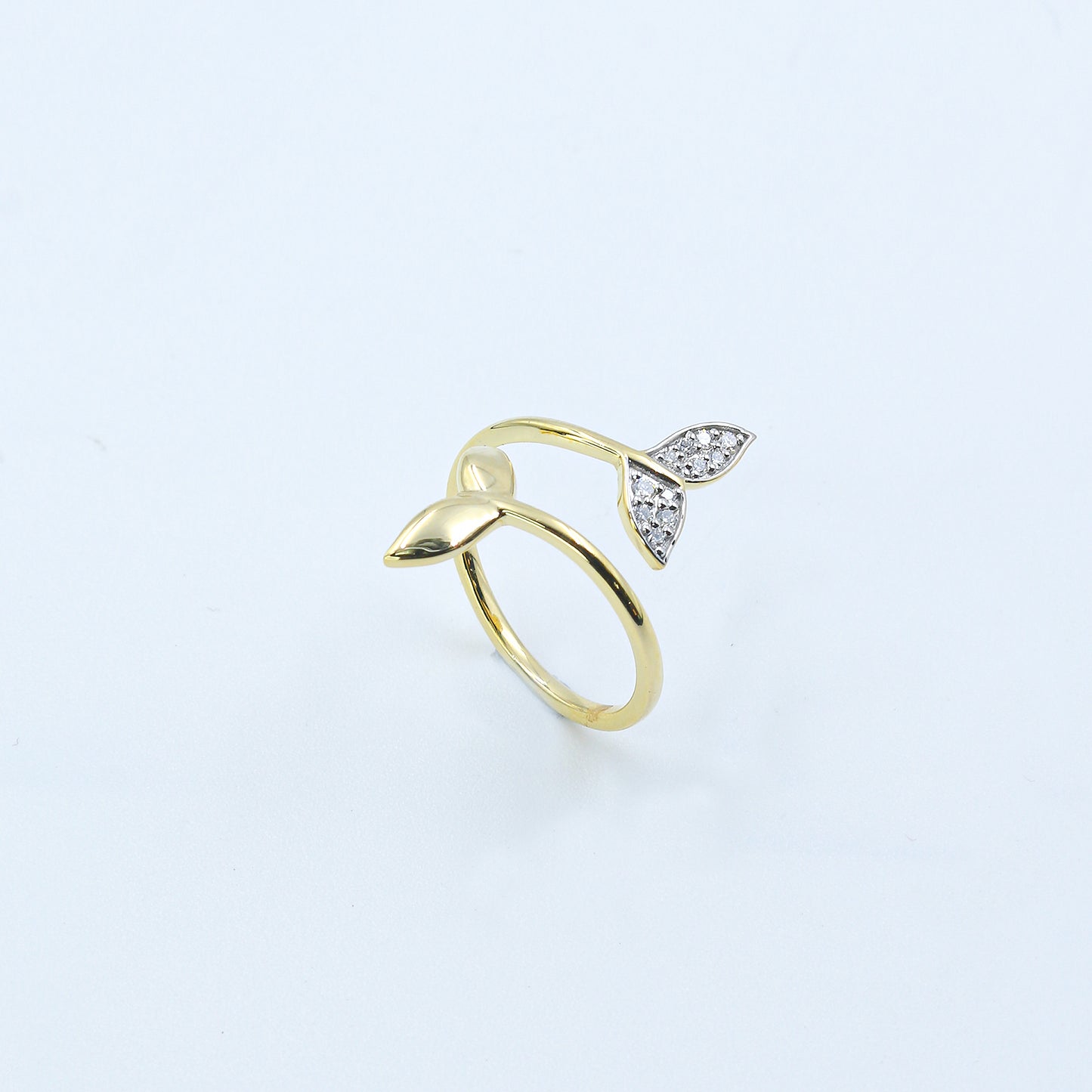 Yellow Gold Mermaid Tail Diamond Bypass Ring