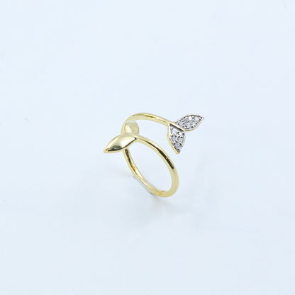 Yellow Gold Mermaid Tail Diamond Bypass Ring