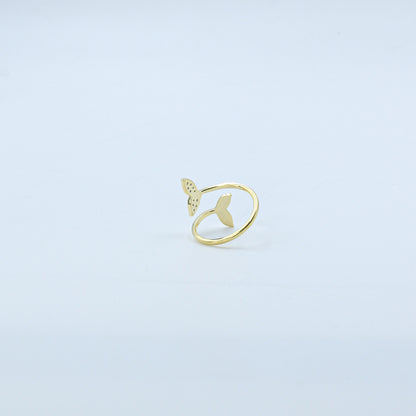 Yellow Gold Mermaid Tail Diamond Bypass Ring