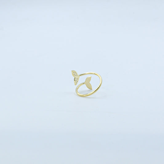 Yellow Gold Mermaid Tail Diamond Bypass Ring