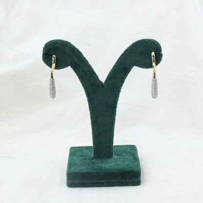 Yellow Gold Diamond Pave Tapered Drop Earrings