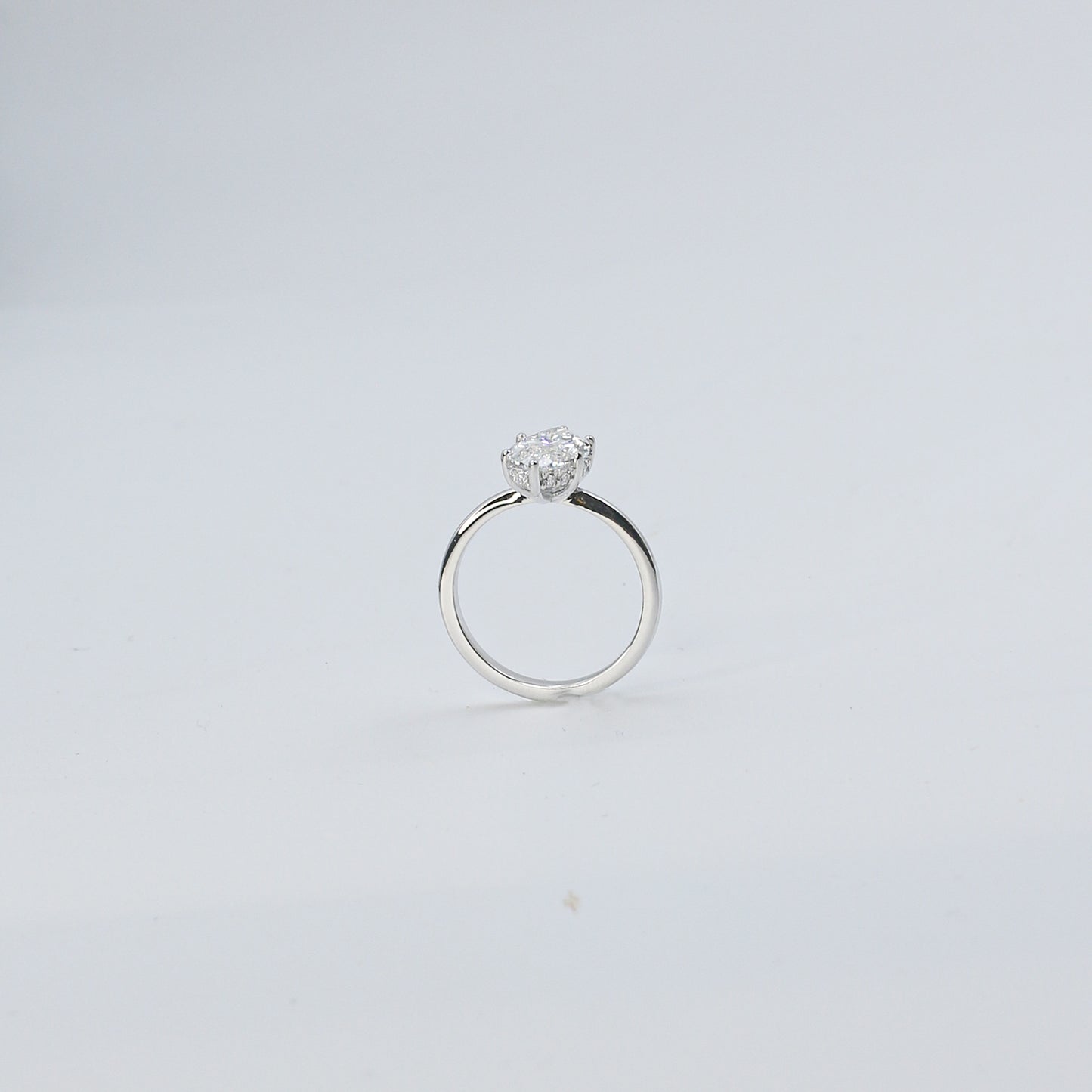 White Gold Marquise Solitaire Diamond Ring with Hidden Accents