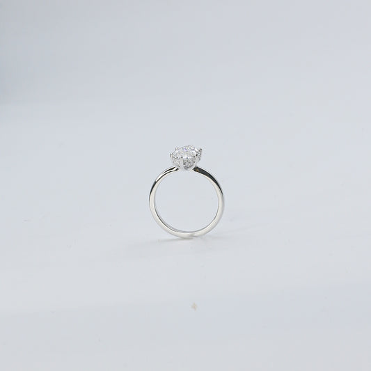 White Gold Marquise Solitaire Diamond Ring with Hidden Accents