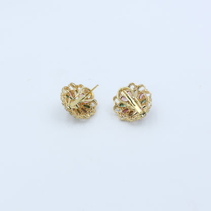 Tourmaline, Opal & Diamond Cluster Earrings