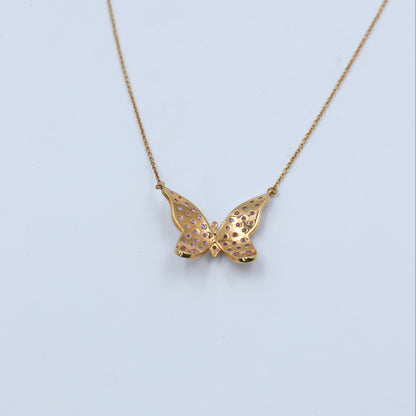 Pink Sapphire & Diamond Butterfly Pendant in Gold