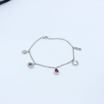 Delicate Ruby & Diamond Charm Gold Bracelet