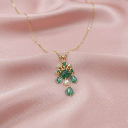 Yellow Gold Hydro Gemstone Cluster Pendant with Chain