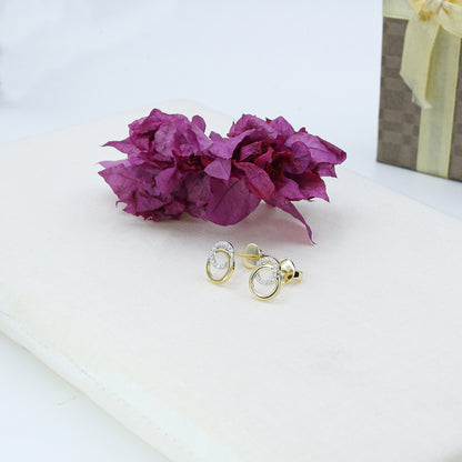 Yellow Gold Pave Diamond Halo Stud Earrings