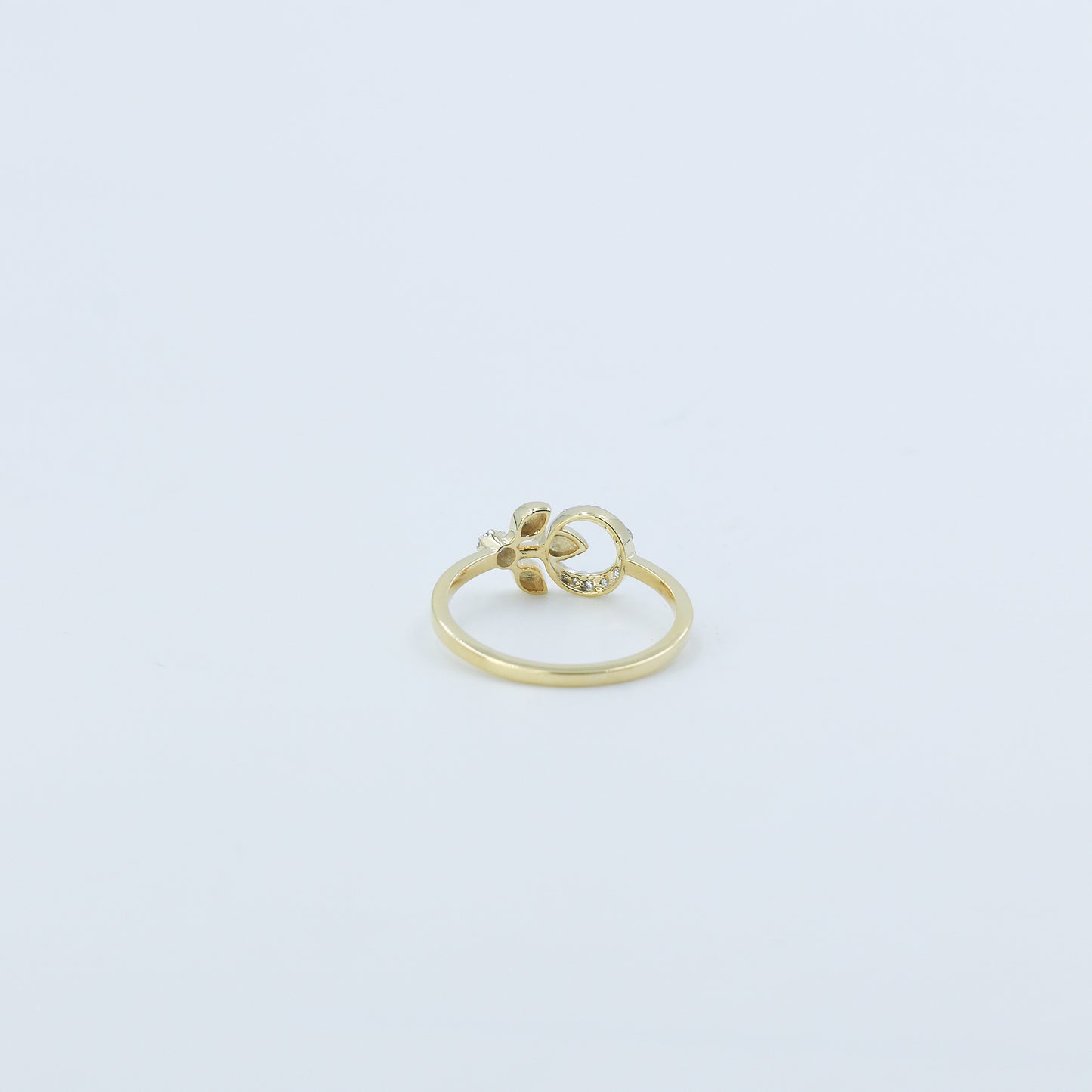 Yellow Gold Heart and Star Diamond Open Bypass Ring