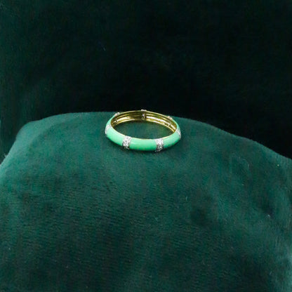 Yellow Gold & Green Enamel Lab-Grown Diamond Eternity Band