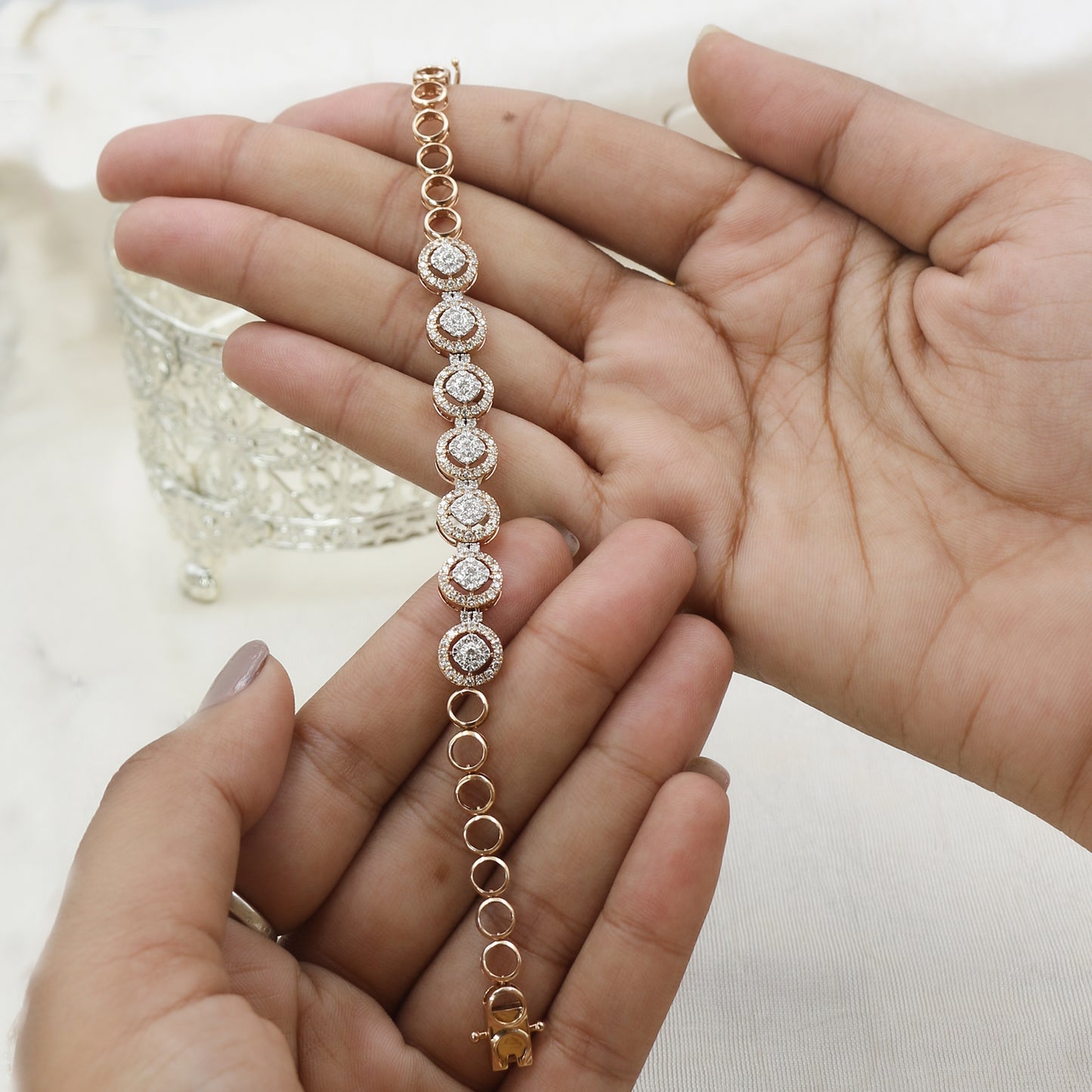 Diamond Oval Link Statement Bracelet