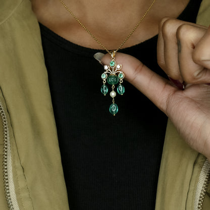 Yellow Gold Hydro Gemstone Cluster Pendant with Chain