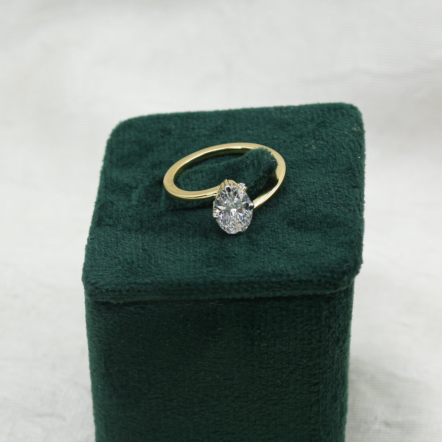 Yellow Gold Marquise Diamond Bypass Solitaire Ring