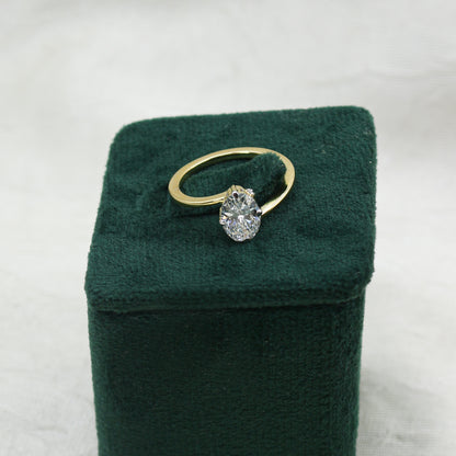 Yellow Gold Marquise Diamond Bypass Solitaire Ring