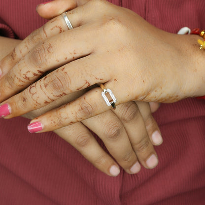 Two-Tone Pave Diamond Open Bypass Ring