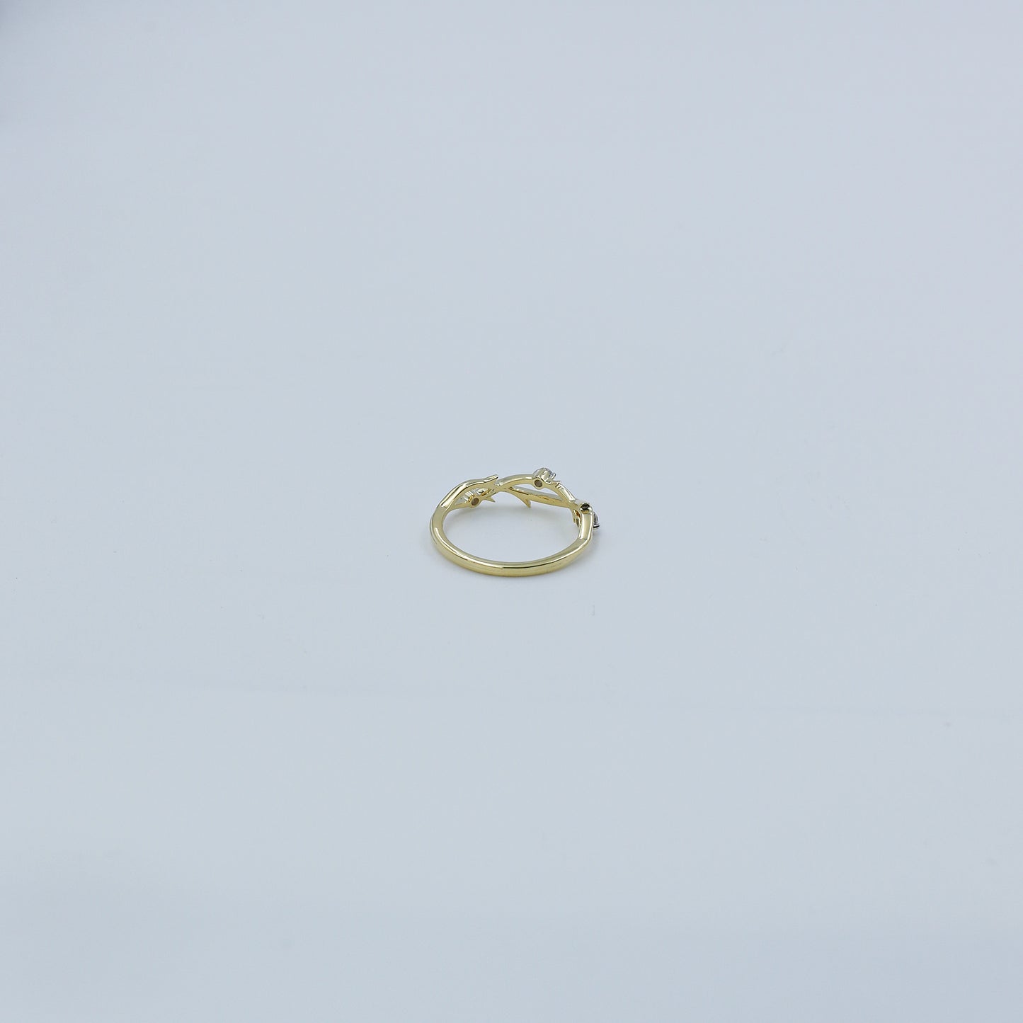 Yellow Gold Chevron Diamond Stackable Ring