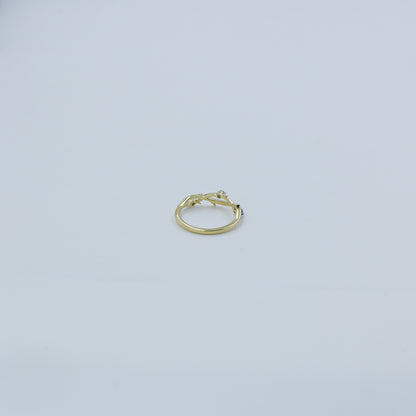 Yellow Gold Chevron Diamond Stackable Ring