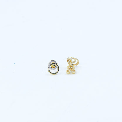 Yellow Gold Pave Diamond Halo Stud Earrings