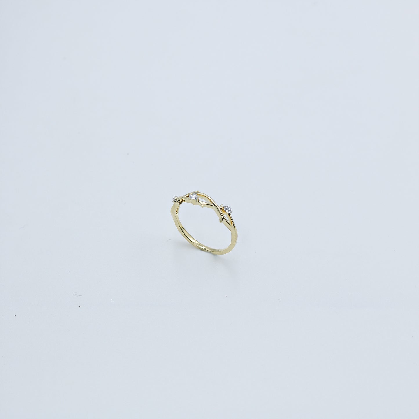 Yellow Gold Chevron Diamond Stackable Ring