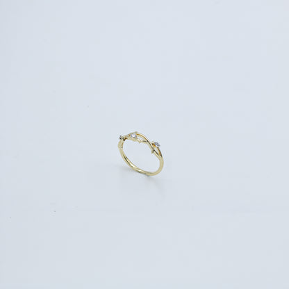 Yellow Gold Chevron Diamond Stackable Ring