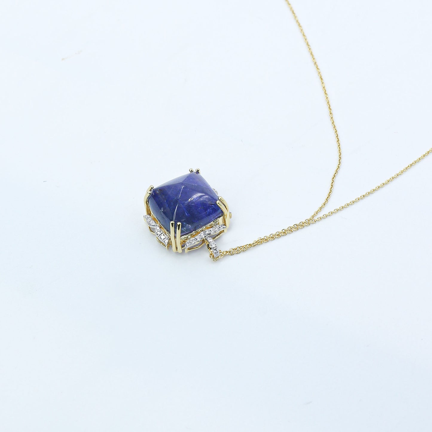 Yellow Gold Tanzanite and Diamond Statement Pendant