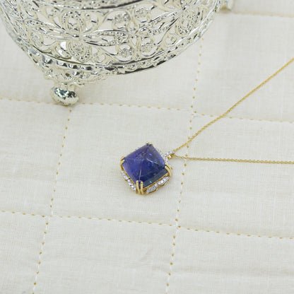 Yellow Gold Tanzanite and Diamond Statement Pendant