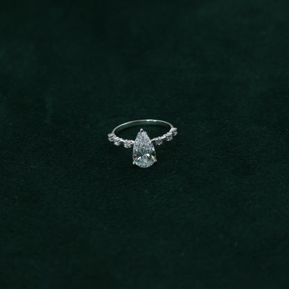 White Gold Marquise Solitaire CVD Diamond Ring